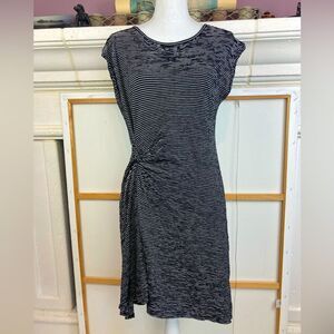 Max Studio NWT Black & White Stretchy Asymmetrical Side Ruched Dress